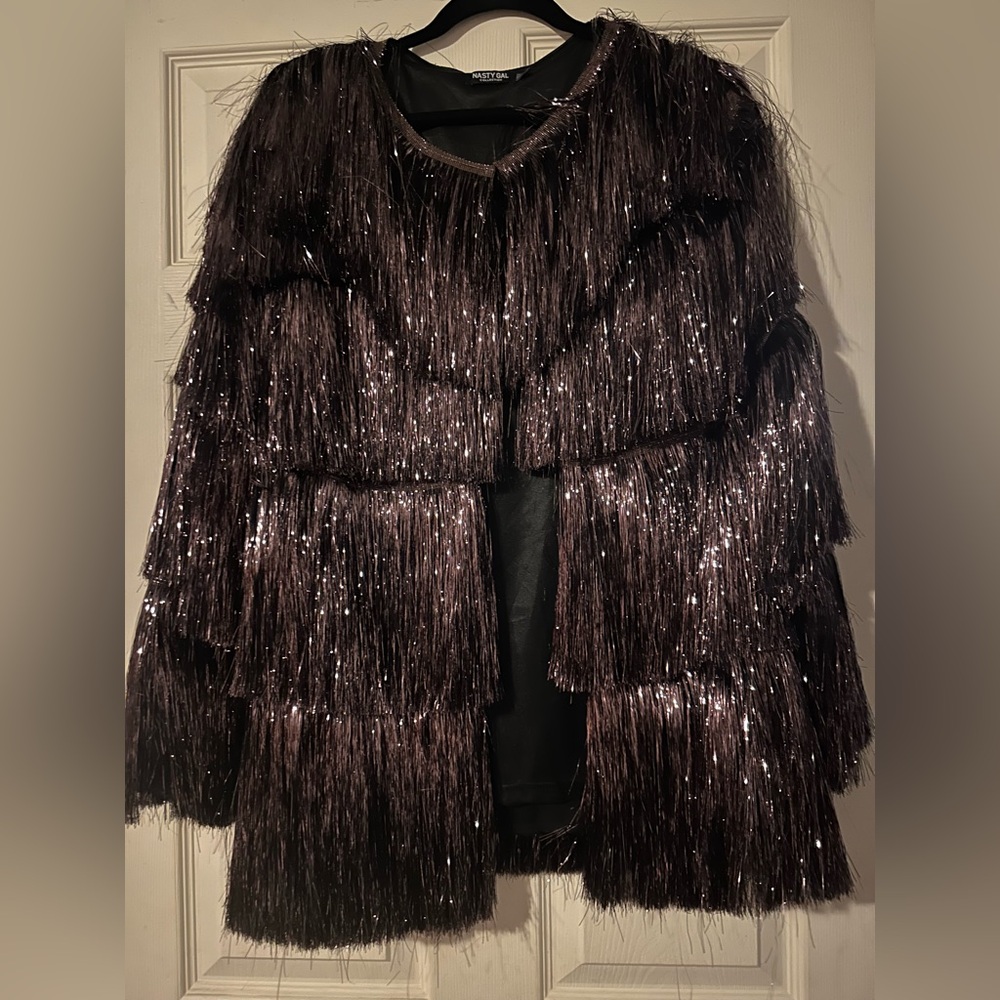 Nasty Gal Tinsel Jacket Pewter color